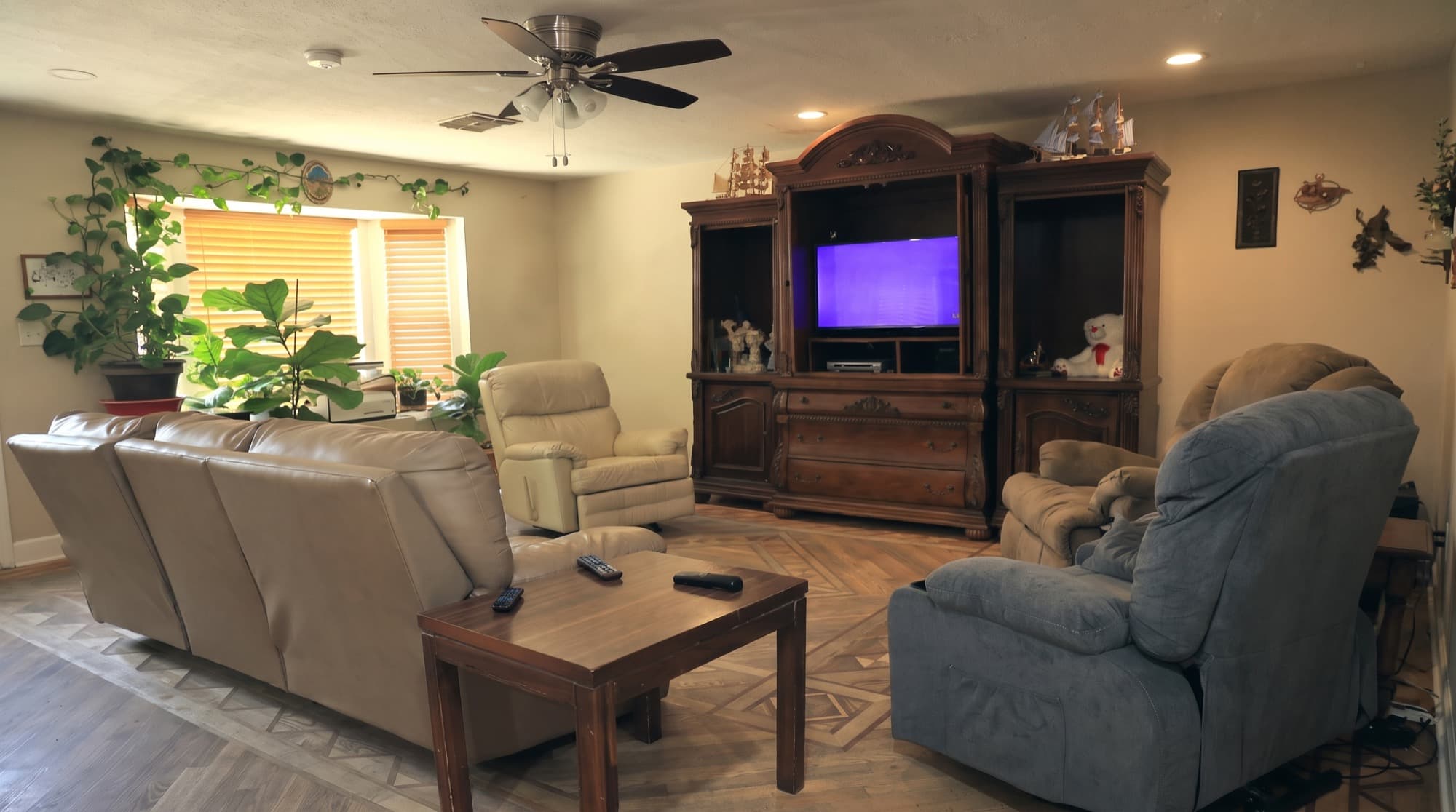 A bright, comfortable living room inside a Desert View home